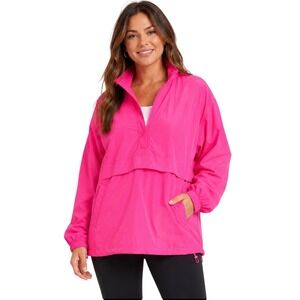 Good American Hot Pink Half Zip Anorak Windbreaker Jacket Women's 3/4 3XL